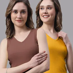 FBAR Pack Of 2 V-Neck Skin Friendly Bio-Wash Pure Cotton Fitted Crop Tops-picture-36