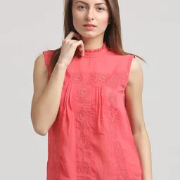 Moda Elementi High Neck Embroidered Cotton Top-picture-10