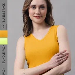 FBAR Pack Of 2 V-Neck Cotton Crop Tops-picture-23