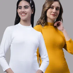 FBAR Pack of 2 Ribbed Cotton Fitted Tops-picture-39