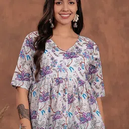 HIBIKI Women Floral Print Twisted Cotton Peplum Top-picture-13