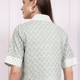 Athena Floral Printed Tie-Up Detail Cotton Shirt Style Top image 2