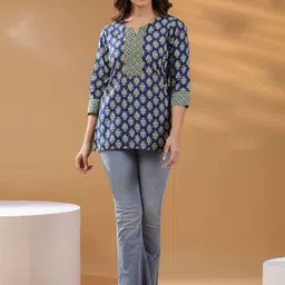 Rain & Rainbow Women Ethnic Motifs Printed Pure Cotton Top image 3