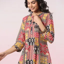 Jaipur Morni Mandarin Collar Block Print Cotton Top image 4