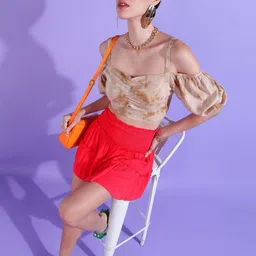 fuchsia PRETTY LOVING THING Short Sleeves Round Neck Cotton Top image 2