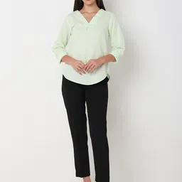 NOT SO PINK Cotton linen V Neck Top image 5