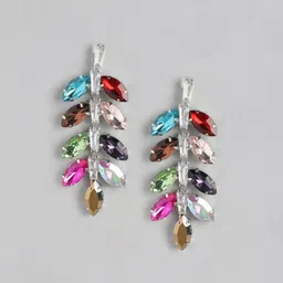 MANSIYAORANGE Rhodium Plated Multi Color Crystal AD Gemstone-Studded Jewelry Set image 4