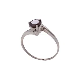 Exotic India 925 Sterling Silver Silver-Plated Smoky Quartz Stone-Studded Finger Ring-image-6