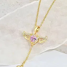 VIEN Gold-Plated Angel Wings Heart Necklace-image-26