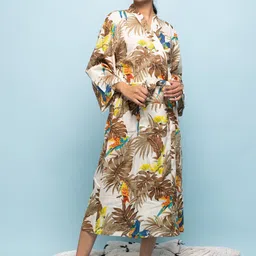 SANSKRUTIHOMES Women Printed Midi Cotton Robe image 5