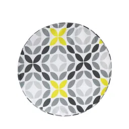 THE HOME CO. Grey & White Geometric Printed Round Sitting Pouffe Ottoman image 3