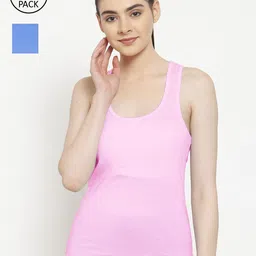 Friskers Women Pack of 2 Light Pink & Turquoise Premium Cotton Rib Tank top-image-46