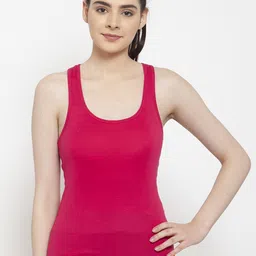 Friskers Women Pack Of 2 Pink & Purple Solid Premium Cotton Tank Tops image 3