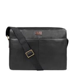 Hidesign Men Black & Brown Solid Leather Laptop Bag-picture-26