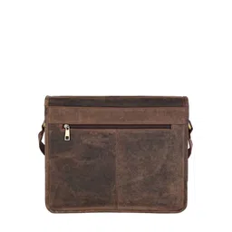 WildHorn Men Brown Textured Leather Laptop Bag image 5