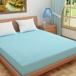 DREAM CARE Sky-Blue Solid King Size Mattress Protector-picture-44