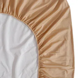 GADDA CO Beige Terry Cotton Elastic Fitted Breathable Mattress Protector image 3