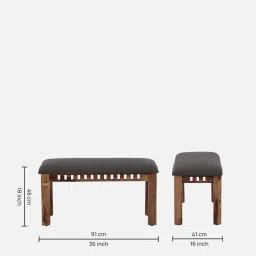 woodsworth from pepperfry Drusilla Sheesham Wood 4 Seater Dining Set In Scratch Resistant Rustic Teak Finish With Bench image 5