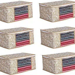 Champaran Industries 3 black 3 maroon saree cover Cotton Laundry Bag-image-81