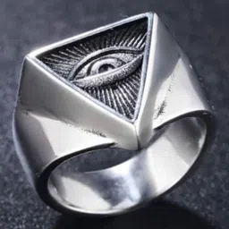 sunshine creations Trendy Stylish Vintage All Seeing Eye Pyramid Illuminati Biker/Rider/Men's Ring Stainless Steel Silver Plated Ring-picture-12