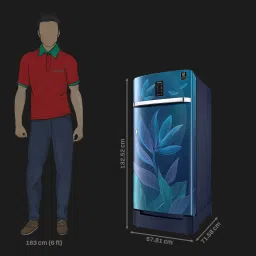 SAMSUNG 189 Litres 5 Star Direct Cool Single Door Refrigerator with Base Stand Drawer (RR21C2F259UHL, Paradise Bloom Blue) image 3