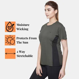 white moon Pack of 2 Women Solid Round Neck Polyester Multicolor T-Shirt image 2