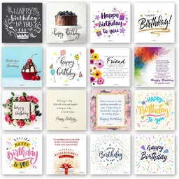 purezento Set of 48 Birthday Cards For Explosion Box or Other DIY Happy Birthday Card Unique Greeting Card for Girlfriend/Boyfriend/Friends to Gift on Birthday 3X3 Inches Greeting Card image 3