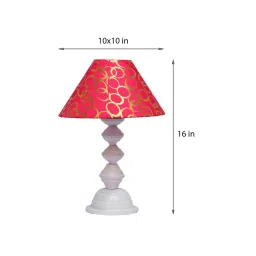 Red & Gold Shade Table Lamp With Metal Base By Foziq image 3