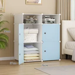 luhi 4-Door 4+2-Shelf Plastic almirah for kids, almirah of clothes ,cupboard PC Collapsible Wardrobe image 2