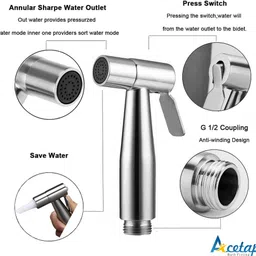 acetap Health Faucet Gun for Bathroom | Durable ABS | High-Pressure Jet Spray Faucet Set image 4