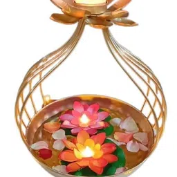 SPARKLINE CO. Handcrafted Diya Shape Flower Decorative Urli Bowl for Home Perfect for Floating Flowers and Tea Light Candles Ideal Home and Table Decor Diwali Decoration Items Potpourri Bowl image 2