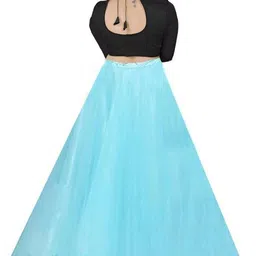 shree chamunda creation Solid Semi Stitched Lehenga & Crop Top image 2