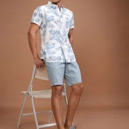 highlander Solid Men Light Blue Chino Shorts image 3