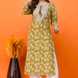 tibra attire Women Cotton Blend Kurti Pant Dupatta Set-picture-32