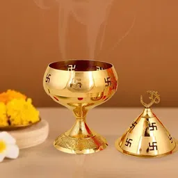 DSH Brass Diya Om and Swastik Symbol Decorative Akhand Diya for Puja . Brass Table Diya image 5