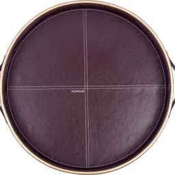 HOMIVA Round Leatherette Brown Serving (Small) Tray Serving Set image 3