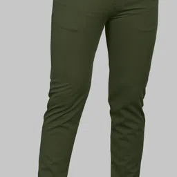 combraided Men Straight Fit Dark Green Lycra Blend Trousers image 4
