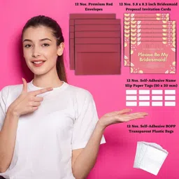 aanyacentric 5.8x8.3inch Will You be My Bridesmaid Invites with Envelopes Invitation Card image 2