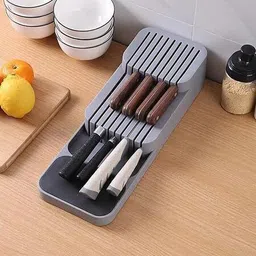 divinezon 2 Tier Knife Kitchen Drawer Organizer(grey) Plastic Cheese Knife, Table Knife, Fruit Knife, Bread Knife-picture-15