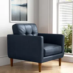 timberly Shlok Leatherette Arm Chair In Blue Colour image 1