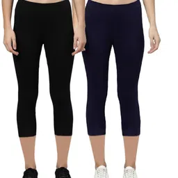 zayanqa 3/4th Capri leggings Women Black, Dark Blue Capri-picture-15