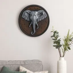 Ashnam Elephant Head Wall Art - Grey & Brown, 28.5cm-image-7