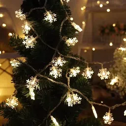 sinoman 2 Mtrs 16 Snowflake Warm White Corded LED Electric String 16 Lamp Snowflake Direct) image 3