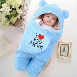 new born procare Embroidered King Hooded Baby Blanket for Heavy Winter image 2