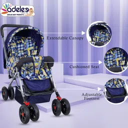 odelee Baby Adjustable backrest, 360� Swivel Wheel , Reversible Handlebar Stroller image 5