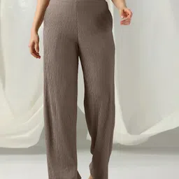 selvia Women Regular Fit Brown Lycra Blend Trousers image 1