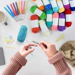 daily buy Knitting & Crochet Kit for DIY Craft (6 Yarn Balls + Tools) image 5