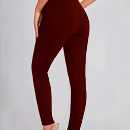 dream beauty fashion Women Slim Fit Maroon Viscose Rayon Trousers image 3
