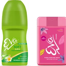 eva Soft Underarm Deo Roll 50ml | Soft Underarms & purse perfume Charm 18ml Deodorant Roll-on - For Women-picture-11