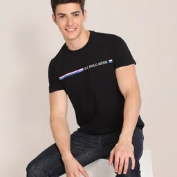 u.s. polo assn. Men Printed Round Neck Pure Cotton Black T-Shirt-picture-24